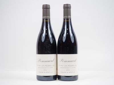 deux bouteilles de vin rouge posées l'une à côté de l'autre sur une surface blanche
