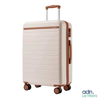an image of a white suitcase with wheels on a white background