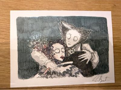 Tim Burton ( Né en 1958) Dessin minutieux aux encres de coul…