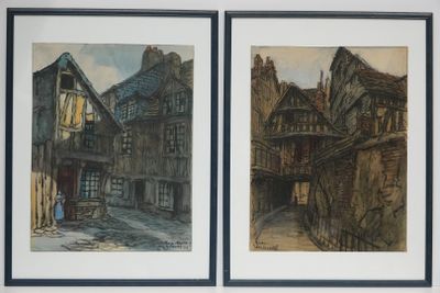 Jean-Charles CONTEL(1895-1928) Paire d'aquarelles.