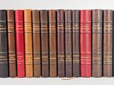 a lot of books that are lined up in a row