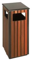 Poubelle d'extérieur carrée 36 L imitation bois, 4 ouverture… (photo 2)