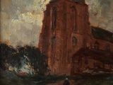 une image représentant un tableau d'une église sur une colline