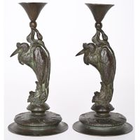 CAIN Auguste. (1821-1894). « Paire de petits chandeliers, hé… (photo 3)