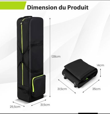 Les dimensions du sac de voyage sont indiquées ci-dessous