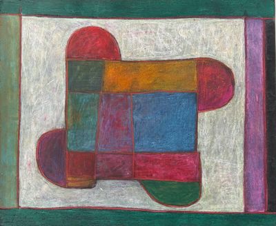 une image représentant un tableau d'un ours en peluche composé de carrés colorés