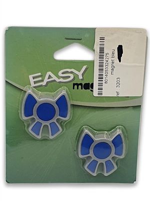 an image of a pair of blue and white ear plugs in a package