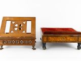 two pieces of furniture are sitting next to each other on a white surface