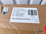 an open box with a barcode on it sitting on top of a table