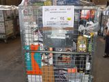 a cart with a lot of items in it in a warehouse