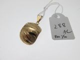 a gold necklace with a ball of yarn hanging from it