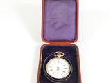 a small box with a pocket watch inside of it