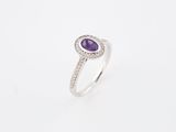 an oval shaped amethoralite and diamond ring in white gold