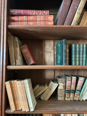 une étagère avec de nombreux livres