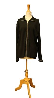 OLIVIER STRELLI Gilet homme de laine noire bordé de gris