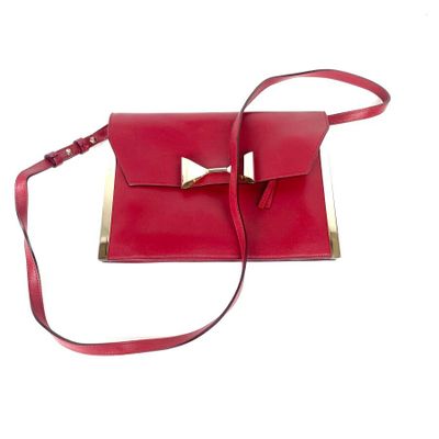 CHLOÉ : Sac à main en cuir lisse rouge à garnitures métalliq…