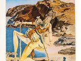 un tableau représentant un homme dans un bateau sur la plage