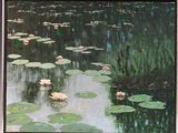 un tableau représentant des nénuphars dans un étang