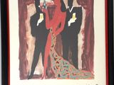 tableau représentant une femme en robe rouge et un homme en smoking