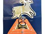 an image of a poster of a horse jumping over a box