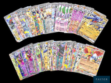 a lot of pokemon trading cards on a black background