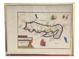 une image représentant une carte de l'île de la Jamaïque dans un cadre doré