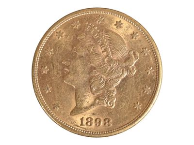 Pièce de 20 U.S dollars en or jaune, 1898. Petites usures. - Photo 1