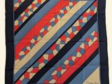 blue, red, and yellow striped silk pocket square scarf