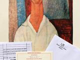 a painting of a man with a hat and papers on a table