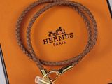 hermes leather bracelet with gold plated clasp