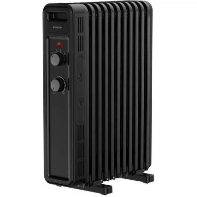 a black oil filled radiator on a white background