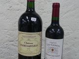 deux bouteilles de vin posées sur une table l'une à côté de l'autre
