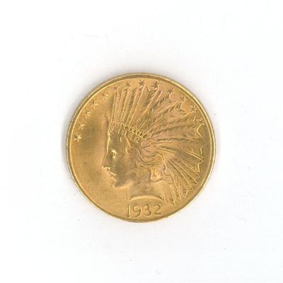 une pièce d'or sur laquelle est représentée une tête d'Indien