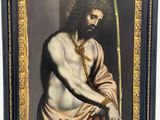 an image of a painting of jesus holding a staff