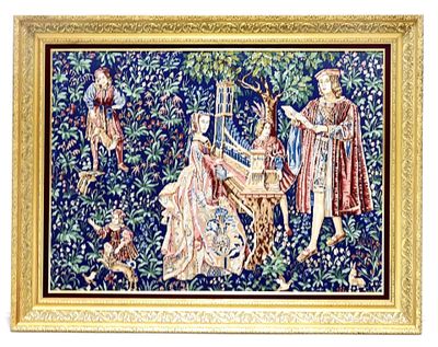 an image of a picture of a painting of people in a forest