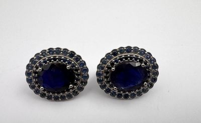 Boucles d'oreilles argent 925 sertie d'un saphir principal t…