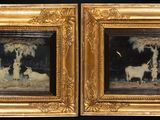 deux photos encadrées représentant des vaches dans un champ, avec des arbres en arrière-plan