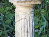 a bird that is sitting on top of a stone pillar