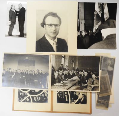 several old black and white photos of men in suits and ties