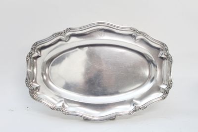 Plat ovale en argent Minerve – Décor de feuilles - Photo 1