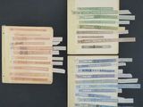 several different types of stamps are displayed on a black surface
