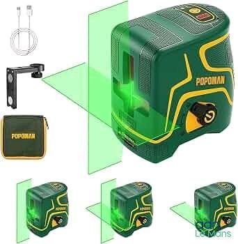 une photo d'un niveau laser vert en cours d'utilisation