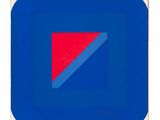 a blue square with a red triangle in the middle