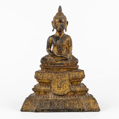 Bouddha antique Rattanakosin, bronze doré, Thaïlande, XIXe s…