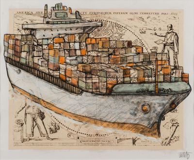 LEVALET AMERICA, 2017 Technique mixte sur papier - Photo 1