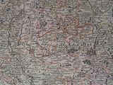 an old map of the country of england with a red line
