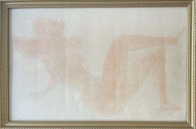 une photo d'un tableau représentant une femme nue, dans un cadre doré