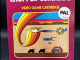an old video game called chopperer command is shown on a table
