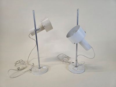 Alain RICHARD (1933) Paire de lampes de bureau en métal laqu…