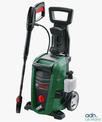 a green and black pressurer on a white background